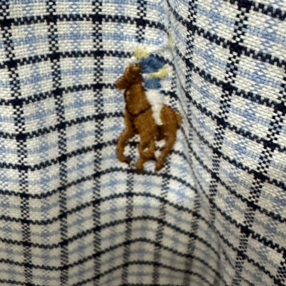 Ralph Lauren Men’s Blue Plaid Custom Fit Button Down Front Size Medium - Picture 3 of 5